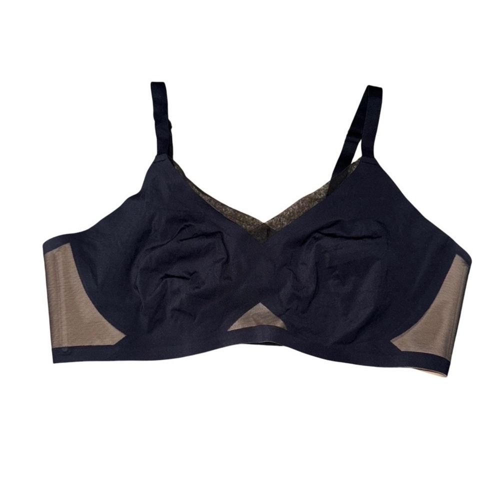 Honeylove Silhouette Bra Women XL Black Tan Excellent Wireless‎ Mesh Support